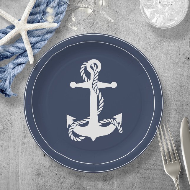 Blue Wave Anchor V2 Wht/Navy ID836 Pappteller (Von Creator hochgeladen)