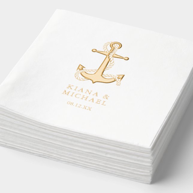 Blue Wave Anchor Wedding ID836 Servietten Mit Folie (Ausschnitt)