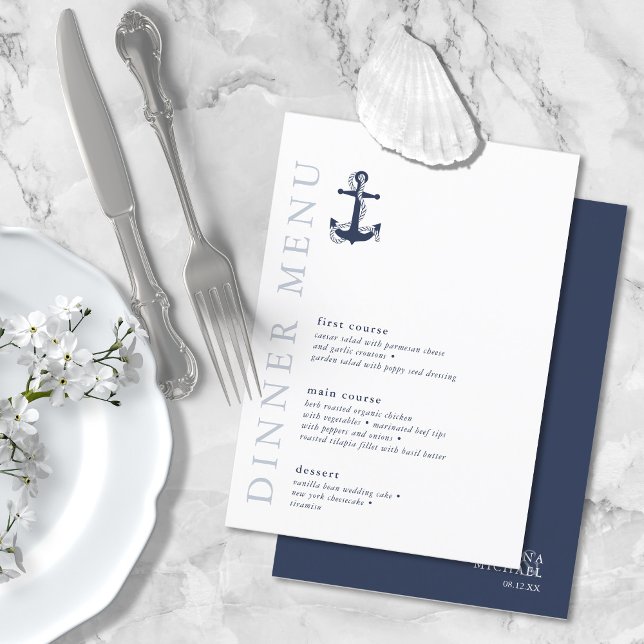 Blue Wave Anchor Wedding Navy/Wht ID836 Menükarte (Von Creator hochgeladen)