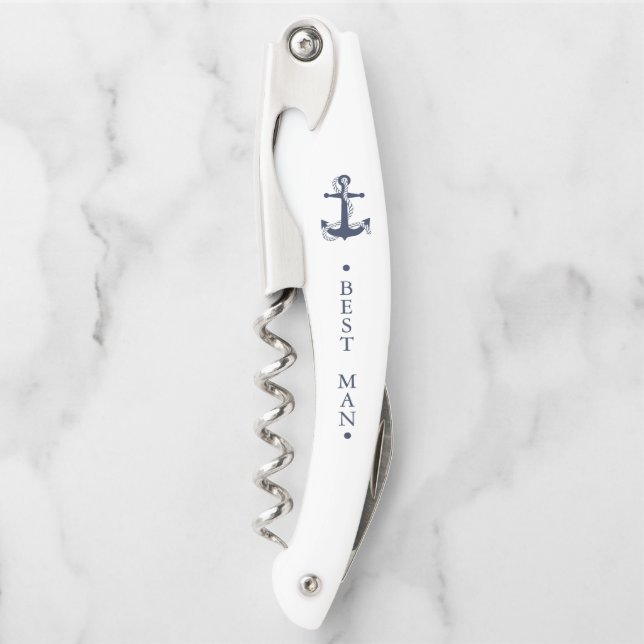 Blue Wave Anchor Wedding Trauzeuge Bl/Wht V2 ID836 Kellnermesser (Vorderseite)