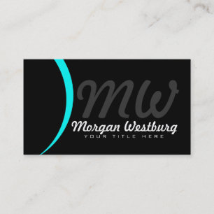 Blue Wave Beruflich Monogram Business Cards Visitenkarte