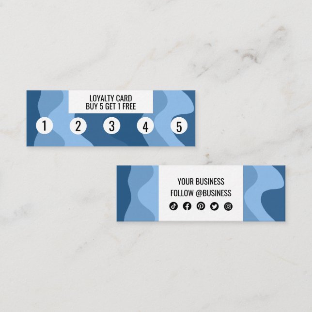 Blue Wave Formen Handmade Social Icons Chic Treuekarte (Vorne/Hinten)