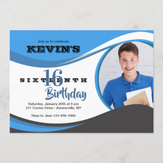 Blue Wave Foto Card Einladung