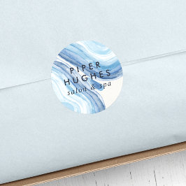 Blue Wave Geode Runder Aufkleber