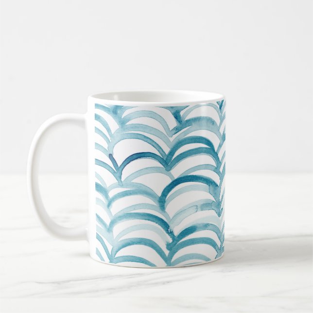 Blue Wave japanischer Style MusterIllustration Kaffeetasse (Links)