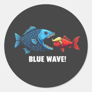 Blue Wave Kamala Harris Walz Fischwahl Runder Aufkleber