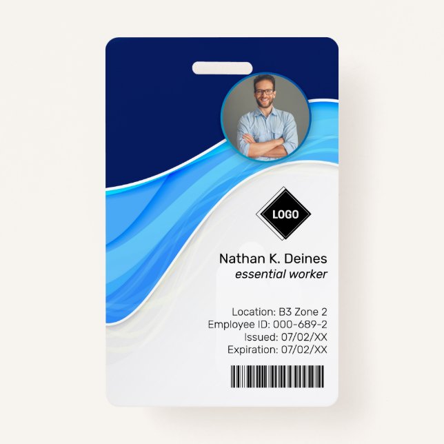 Blue Wave | Mitarbeiter Foto ID Company Security Ausweis (Vorderseite)
