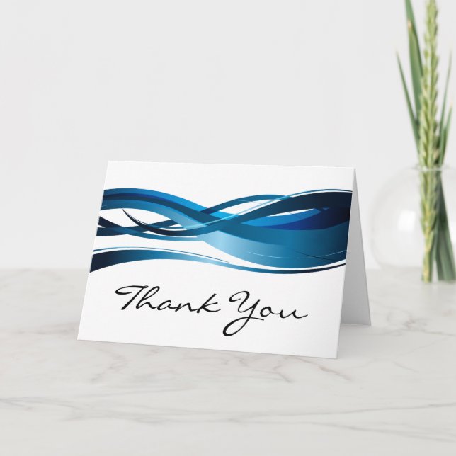 Blue Wave Modern Abstrakt Danke (Vorderseite)