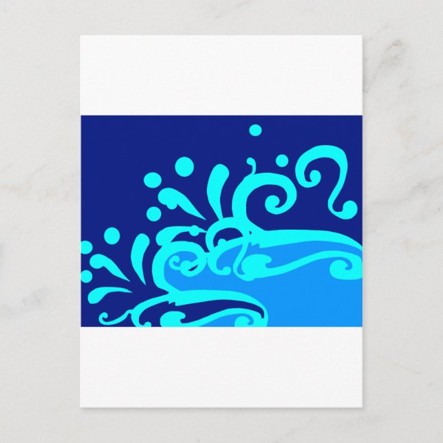 Blue wave modern designs postkarte (Vorderseite)