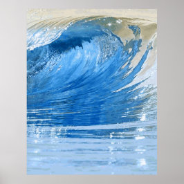 Blue Wave Nature Digital Art Poster