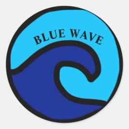 Blue Wave Runder Aufkleber