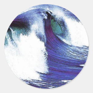Blue Wave Runder Aufkleber