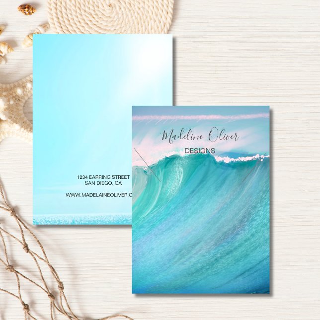 Blue Wave Scene Necklace Display Business Card Visitenkarte (Von Creator hochgeladen)