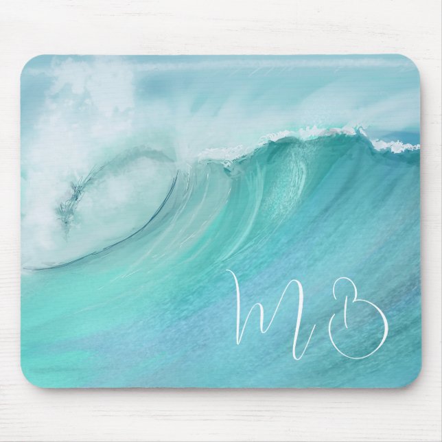 Blue Wave Sea Scene Vacation Vibe Mousepad (Vorne)