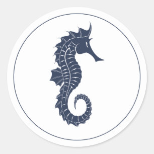 Blue Wave Seepferd V2 Navy/Wht ID836 Runder Aufkleber