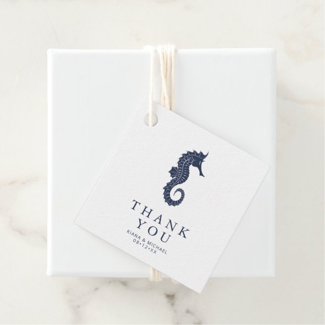 Blue Wave Seepferd Wedding Danke, ID836 Geschenkanhänger (Beispiel)