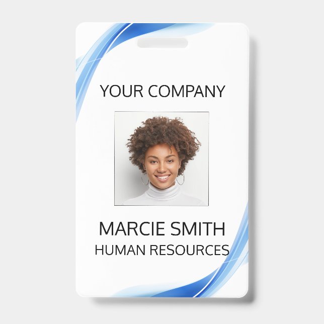 Blue Wave Style Foto ID Abzeichen Ausweis (Vorderseite)