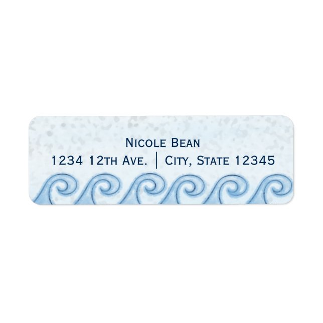 Blue Wave Watercolor Art Beach Address Labels (Vorne)