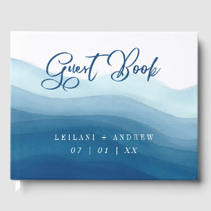 Blue Wave Wrap Watercolor-Design Gästebuch