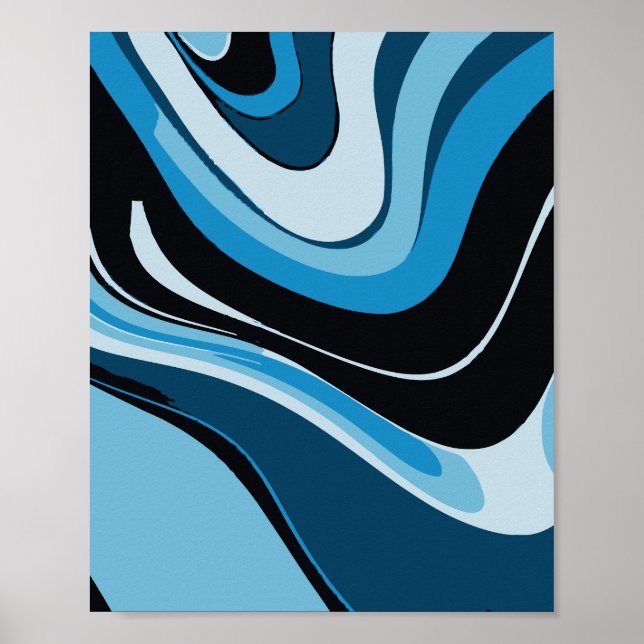 Blue Waves Abstrakt Art Poster (Vorne)