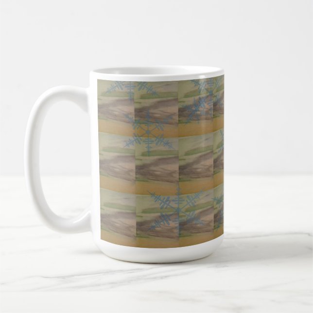 Blue waves and snowflakes on the Seashore Kaffeetasse (Links)