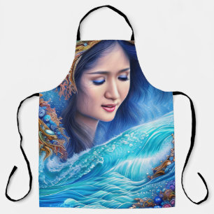 Blue Waves Beautiful Girl Abstrakt Surrealismus Ar Schürze