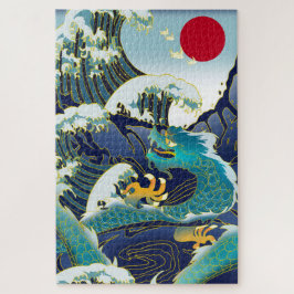Blue Waves Green Dragon Red Sun