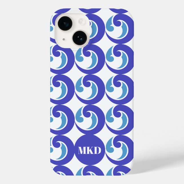 Blue Waves Handy Cover Monogram (Rückseite)