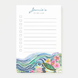 Blue Waves & Happy Turtle Custom Post-It Notes Klebezettel