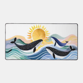 Blue Waves & Happy Whales Schreibtischunterlage