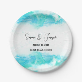 Blue Waves Hochzeitsprogramm für Beach Pappteller