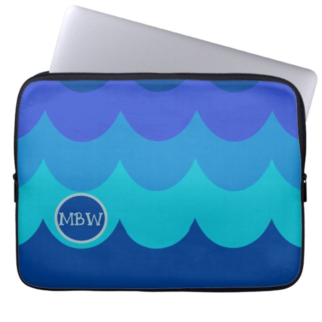 Blue Waves Monogram iPad Case (Vorderseite)