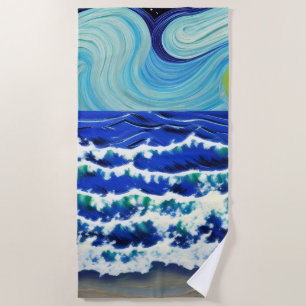 Blue Waves Moon Dancing im Ozean Strandtuch