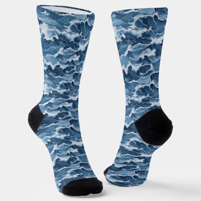 Blue Waves Pattern Socken (Gewinkelt)