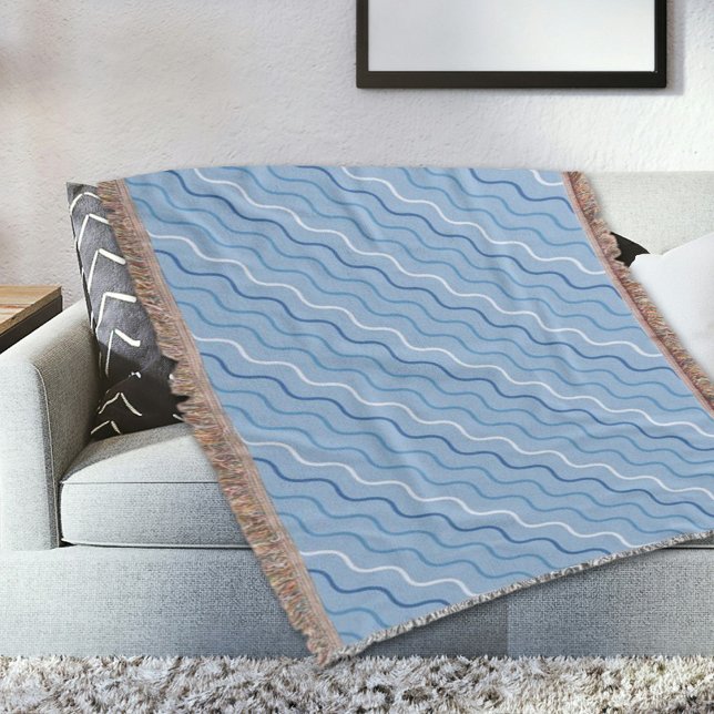Blue Waves Pattern Throw Blanket Decke (Von Creator hochgeladen)