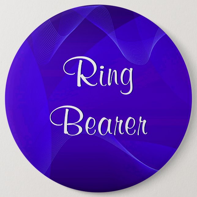 Blue Waves Ring Bearer Button (Vorderseite)