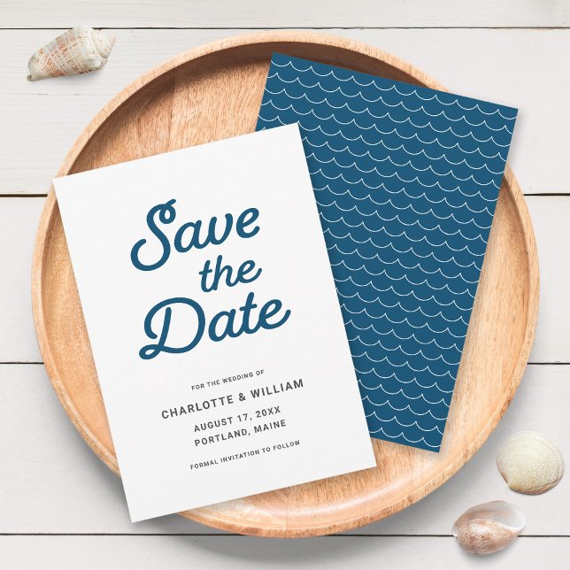 Blue Waves Save-the-Date-Karte Save The Date (Von Creator hochgeladen)