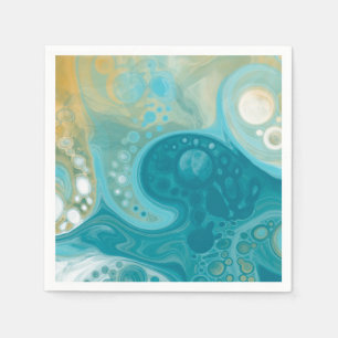 Blue Waves und Sandy Brown Fluid Art Serviette