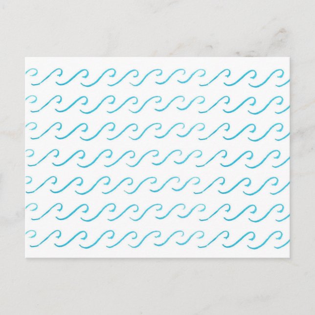 Blue Waves Watercolor Motif simple carte postale (Devant)