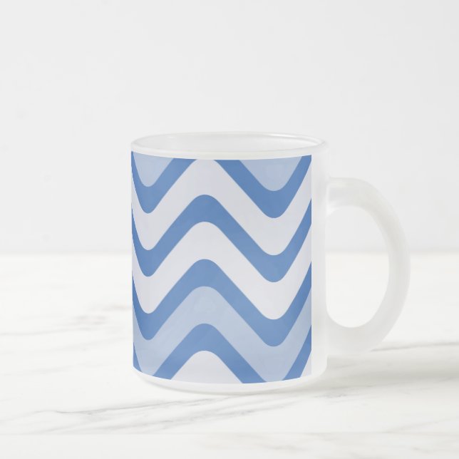 Blue Wavy Lines Mattglastasse (Rechts)