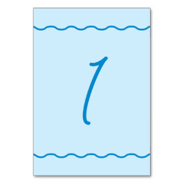 Blue Wavy Retro Wedding Tischnummer