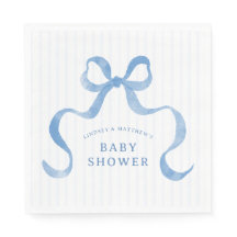 Blue Wavy Ribbon Bow Baby Dusche