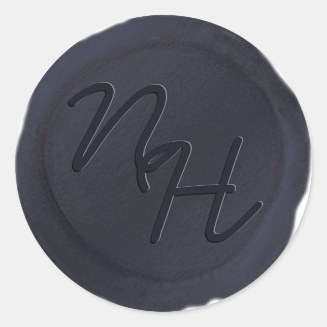 Blue Wax Siegel Initials Envelope Sticker (Vorderseite)