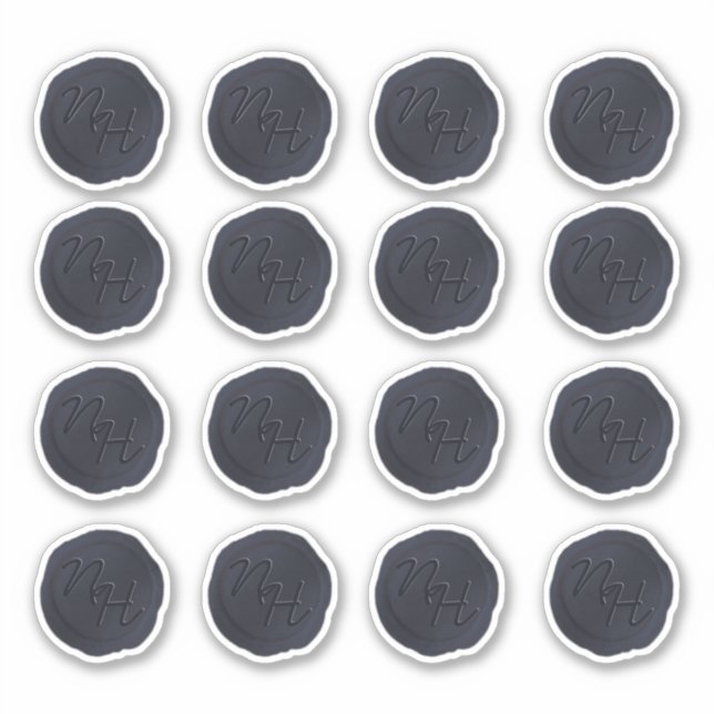 Blue Wax Siegel Initials Wedding Monogram Aufkleber (Vorderseite)