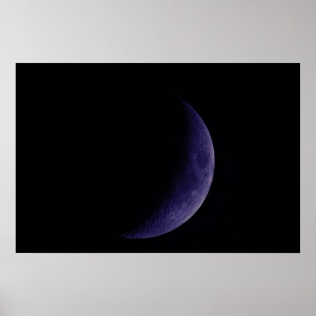 Blue Waxing Crescent Moon Poster (Vorne)