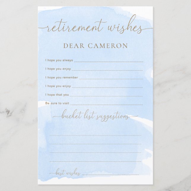 Blue Wcolor Retirement wünscht sich (Vorderseite)