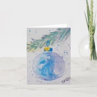 Blue Wcolor Weihnachtsball Card Dankeskarte