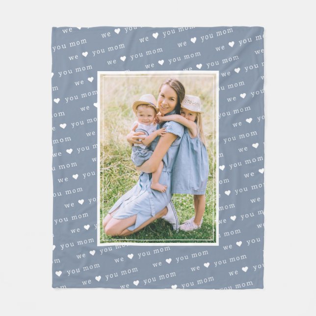 Blue We Liebe You Mama Foto Keepake Fleecedecke (Vorderseite)