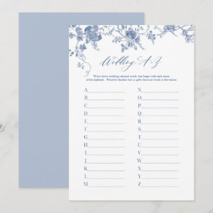 Blue Wedding A-Z Alphabet Brautparty Game Cards Einladung