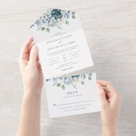 Blue Wedding All In One Einladung